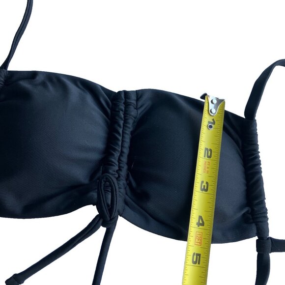 Aerie XXS Ruched Bandeau Tie back bikini top in black NW - Picture 3 of 8
